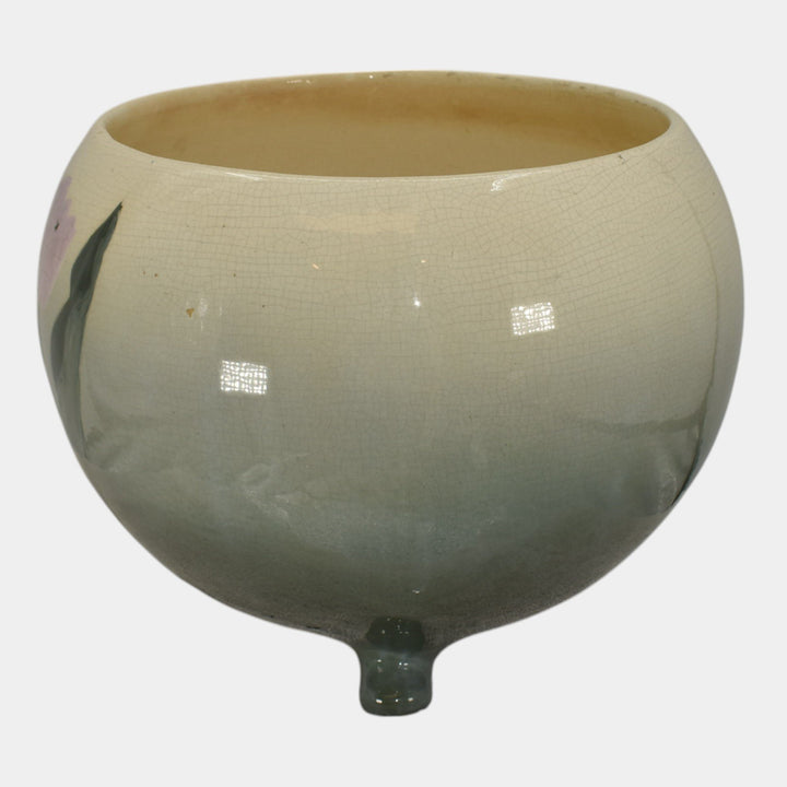 Roseville Rozane Light Green 1900s Art Pottery Footed Ceramic Jardiniere Planter - Just Art Pottery