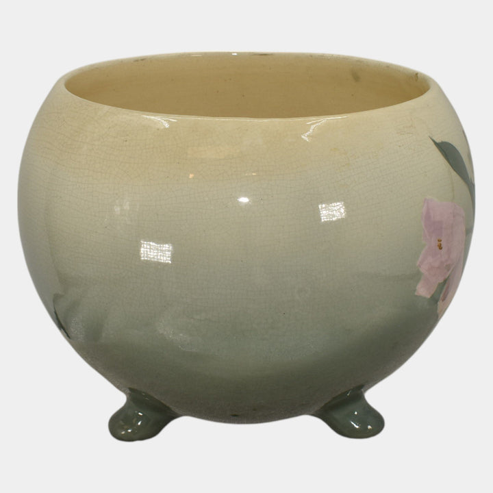 Roseville Rozane Light Green 1900s Art Pottery Footed Ceramic Jardiniere Planter - Just Art Pottery