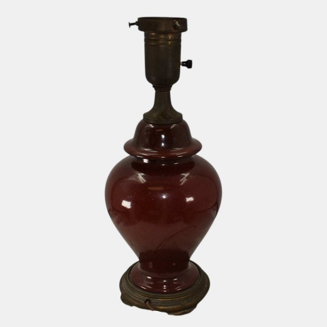 Roseville Vintage Art Deco Pottery Red Ceramic Factory Lamp - Just Art Pottery