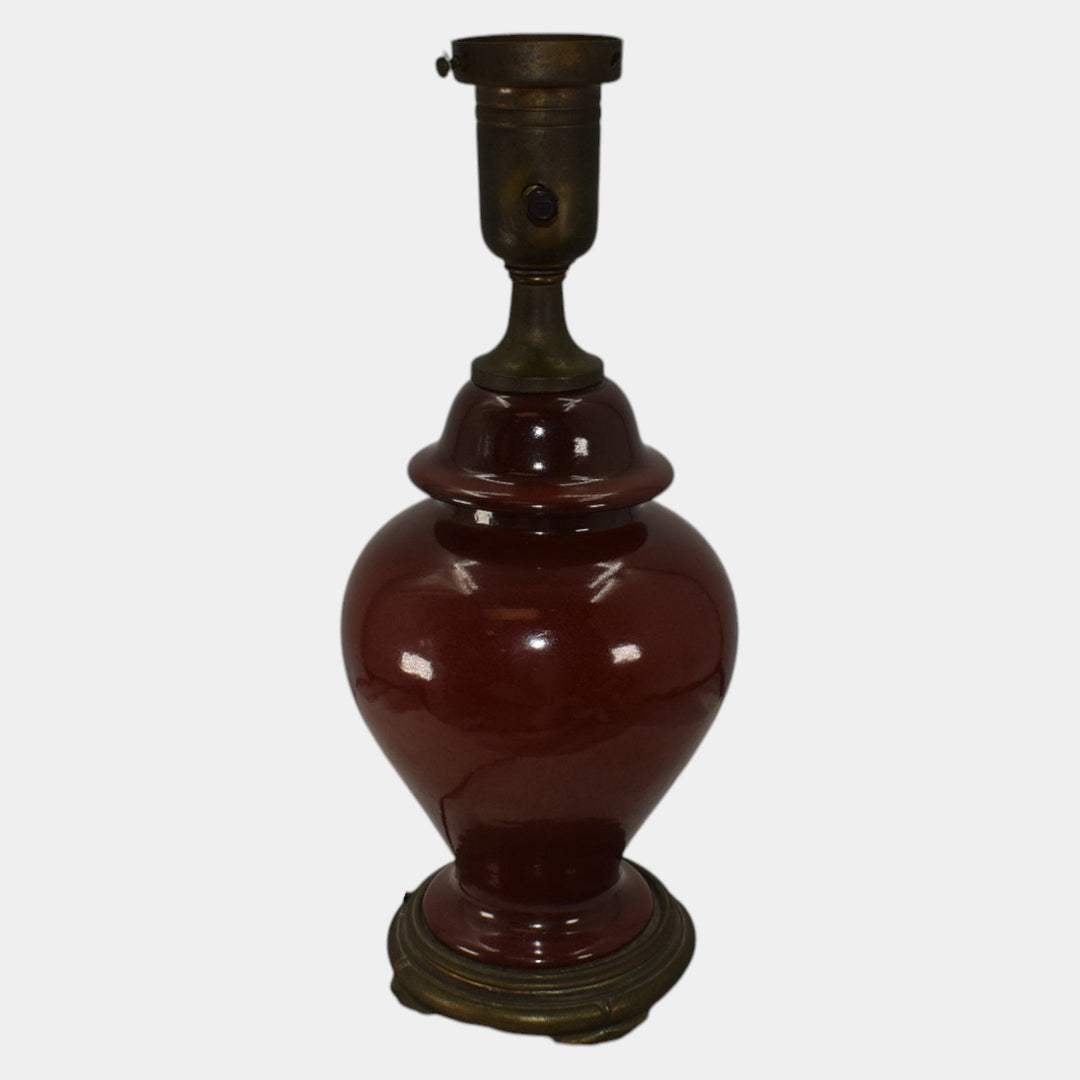 Roseville Vintage Art Deco Pottery Red Ceramic Factory Lamp - Just Art Pottery