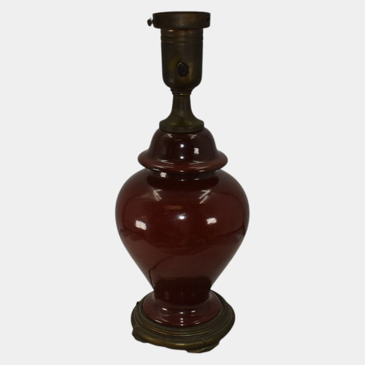 Roseville Vintage Art Deco Pottery Red Ceramic Factory Lamp - Just Art Pottery