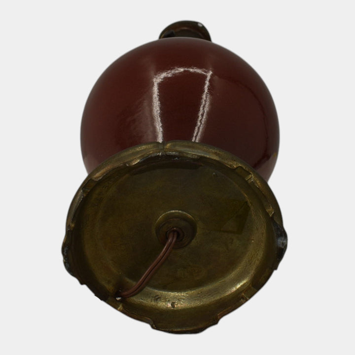 Roseville Vintage Art Deco Pottery Red Ceramic Factory Lamp - Just Art Pottery