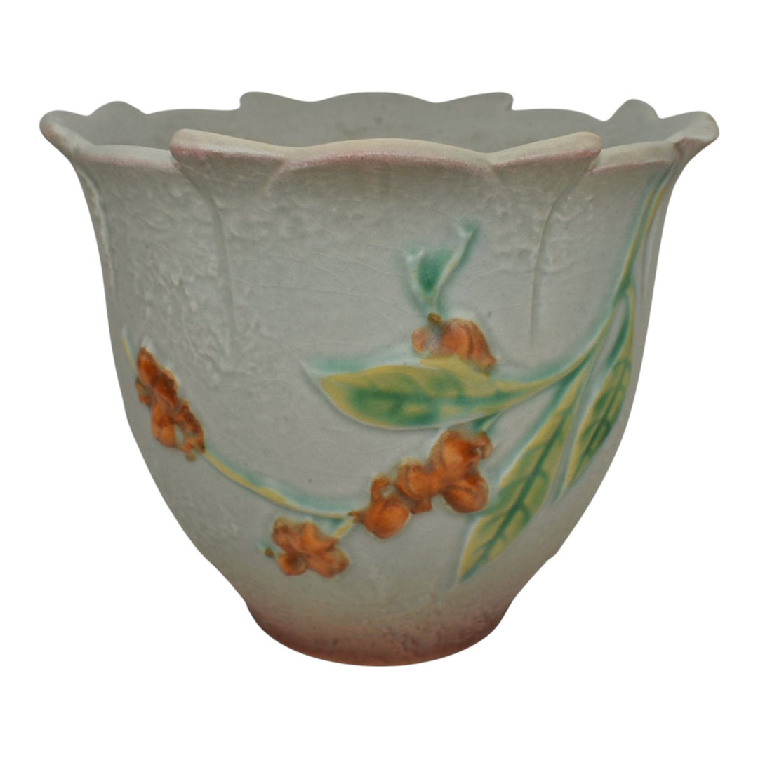 Roseville Bittersweet Gray 1951 Vintage Art Pottery Flower Pot 856-5