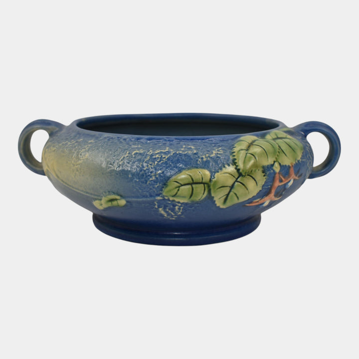 Roseville Fuchsia Blue 1938 Vintage Art Pottery Handled Ceramic Bowl 348-5 - Just Art Pottery