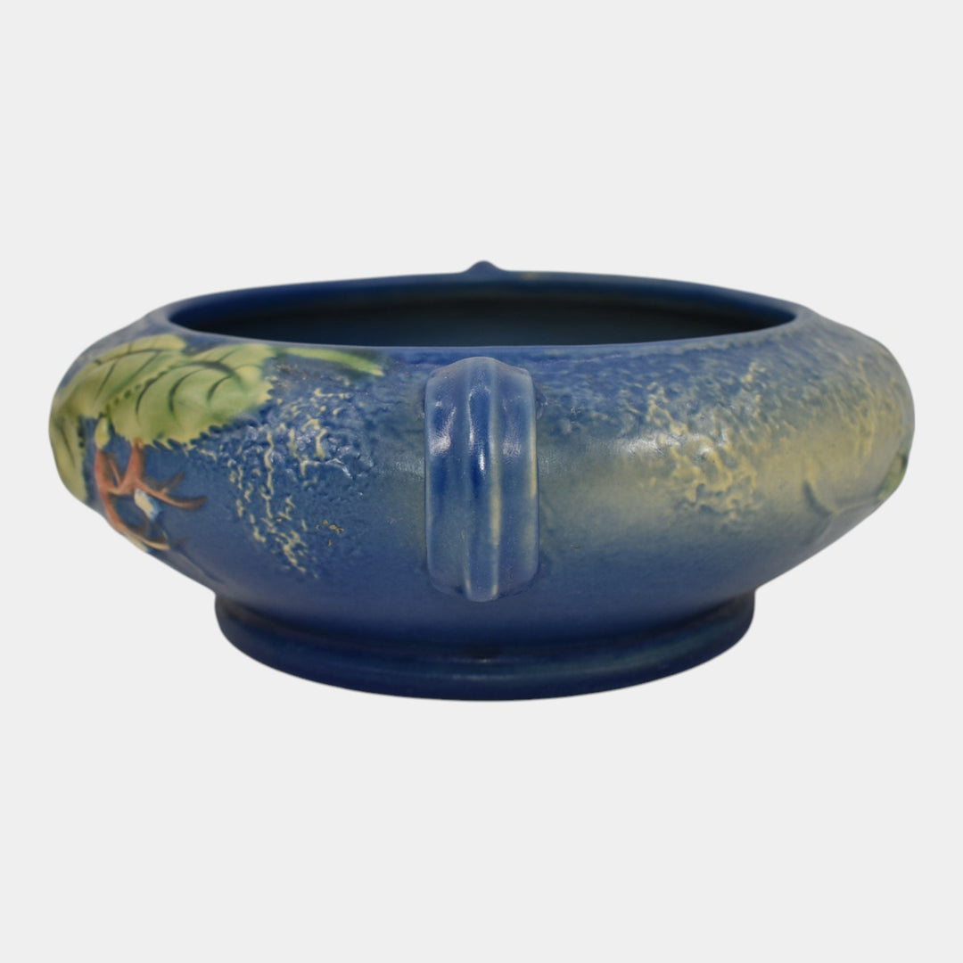 Roseville Fuchsia Blue 1938 Vintage Art Pottery Handled Ceramic Bowl 348-5 - Just Art Pottery
