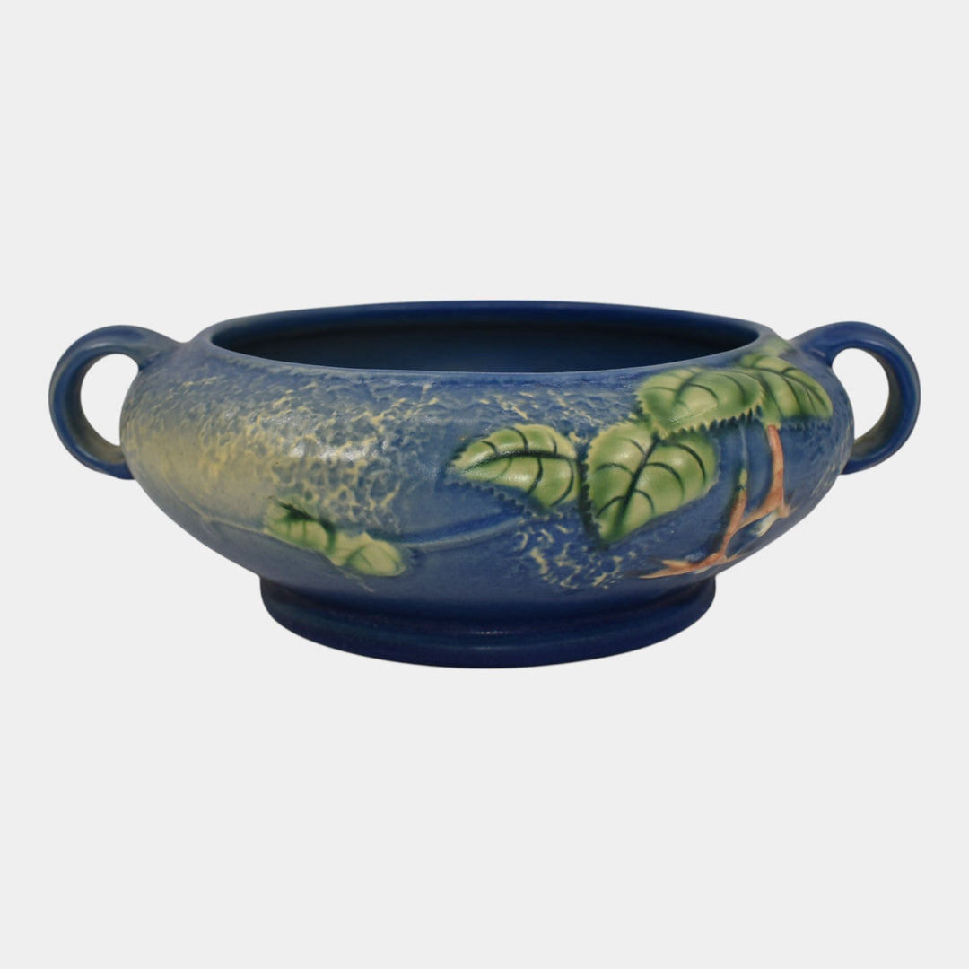 Roseville Fuchsia Blue 1938 Vintage Art Pottery Handled Ceramic Bowl 348-5 - Just Art Pottery