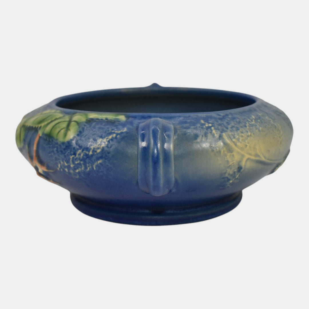 Roseville Fuchsia Blue 1938 Vintage Art Pottery Handled Ceramic Bowl 348-5 - Just Art Pottery