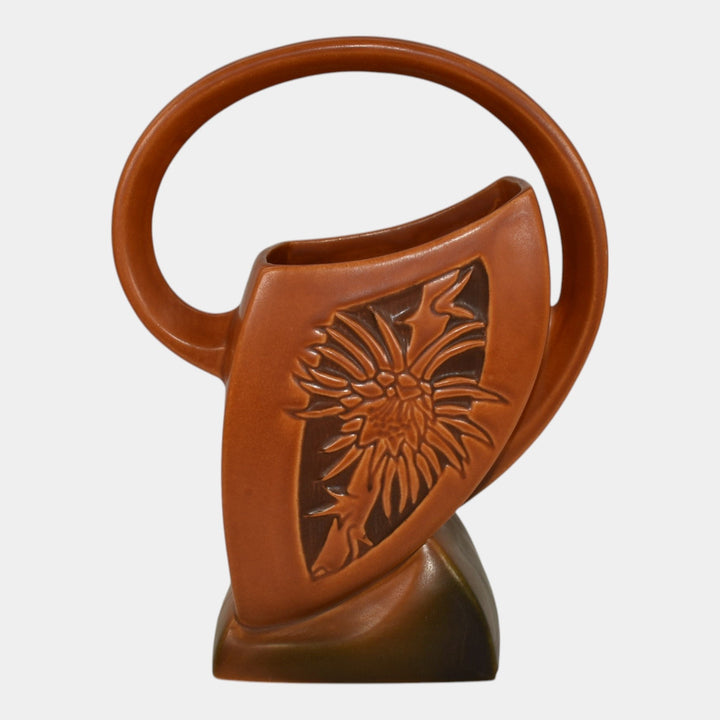 Roseville Silhouette Russet 1950 Mid Century Modern Ceramic Basket 710-10 - Just Art Pottery