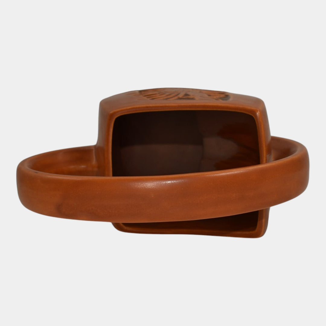 Roseville Silhouette Russet 1950 Mid Century Modern Ceramic Basket 710-10 - Just Art Pottery