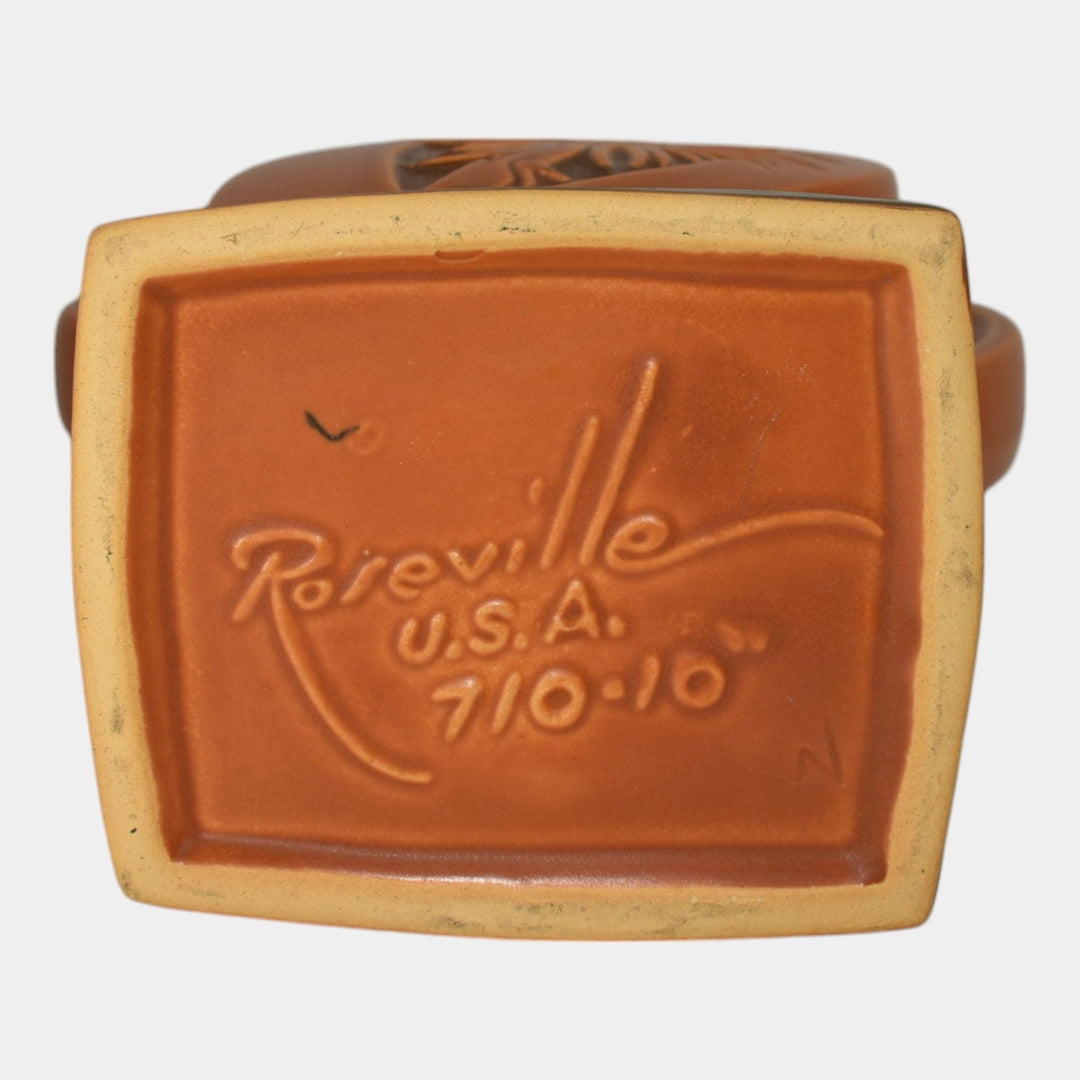 Roseville Silhouette Russet 1950 Mid Century Modern Ceramic Basket 710-10 - Just Art Pottery