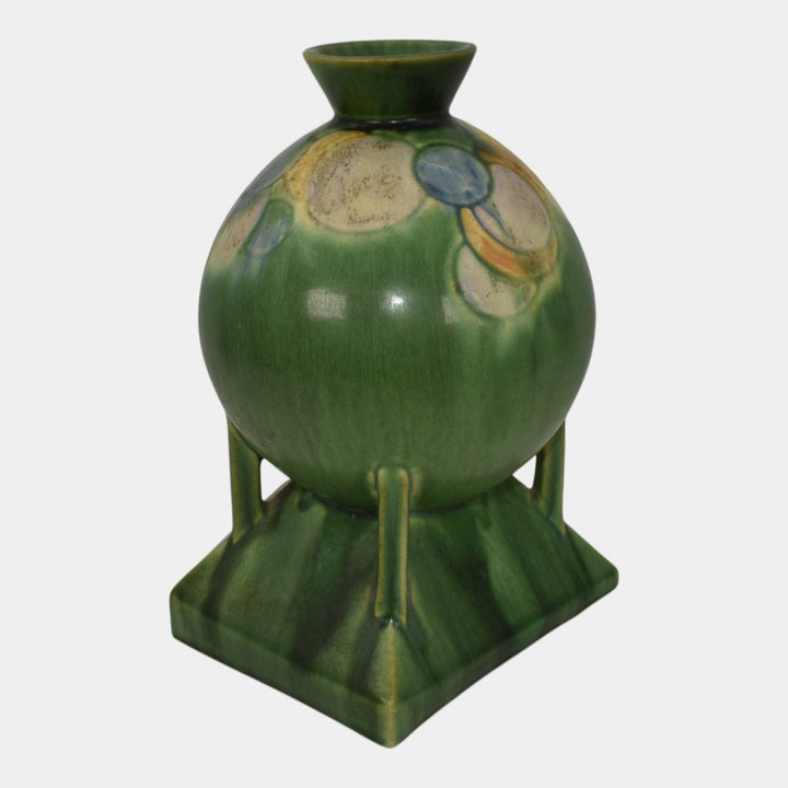 Roseville Futura Green 1928 Vintage Art Deco Pottery Balloons Globe Vase 404-8