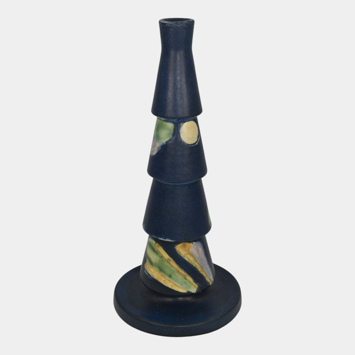 Roseville Futura Blue 1928 Vintage Art Deco Pottery Christmas Tree Vase 390-10