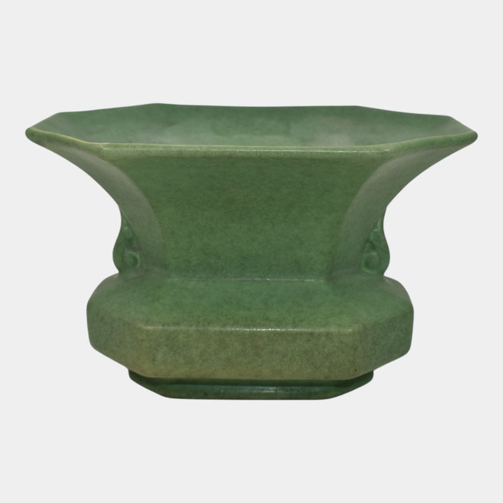 Red Wing Rumrill 1933 Vintage Art Deco Mottled Green Ceramic Planter Vase 310