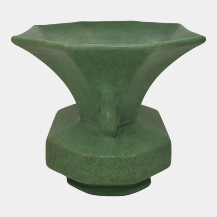 Red Wing Rumrill 1933 Vintage Art Deco Mottled Green Ceramic Planter Vase 310