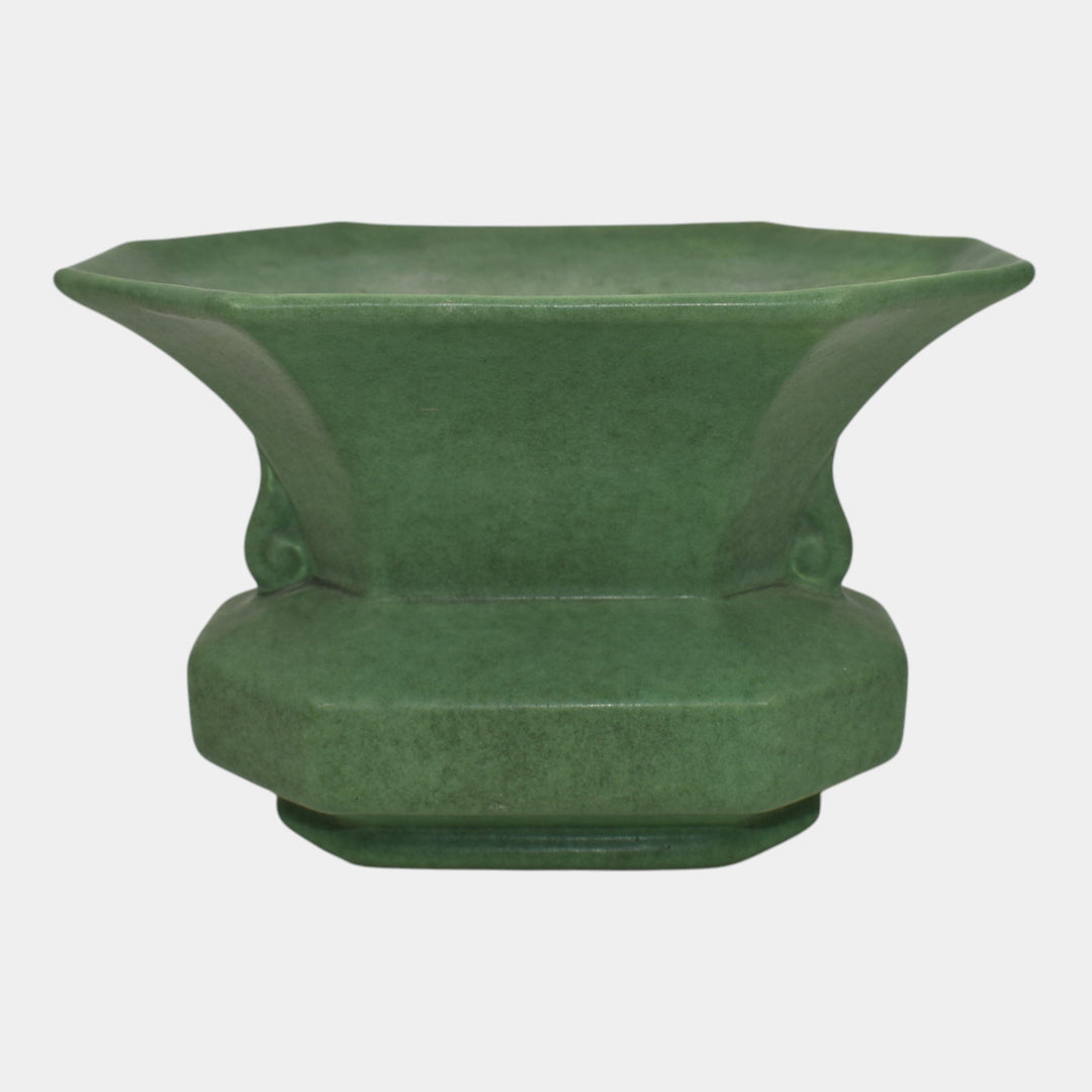 Red Wing Rumrill 1933 Vintage Art Deco Mottled Green Ceramic Planter Vase 310