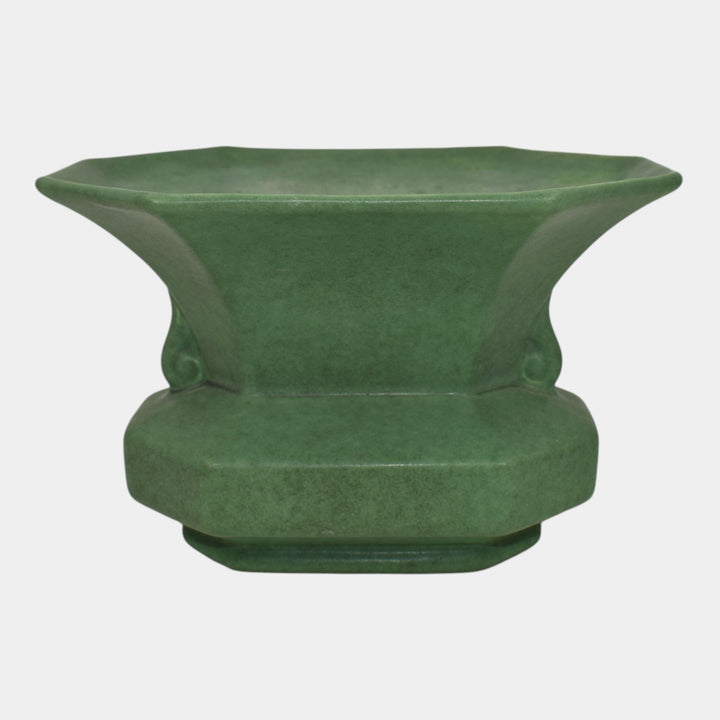 Red Wing Rumrill 1933 Vintage Art Deco Mottled Green Ceramic Planter Vase 310