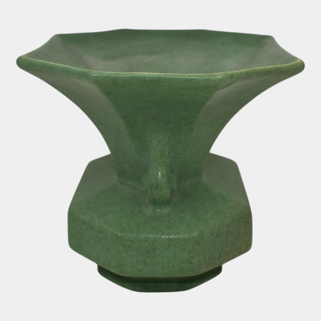 Red Wing Rumrill 1933 Vintage Art Deco Mottled Green Ceramic Planter Vase 310