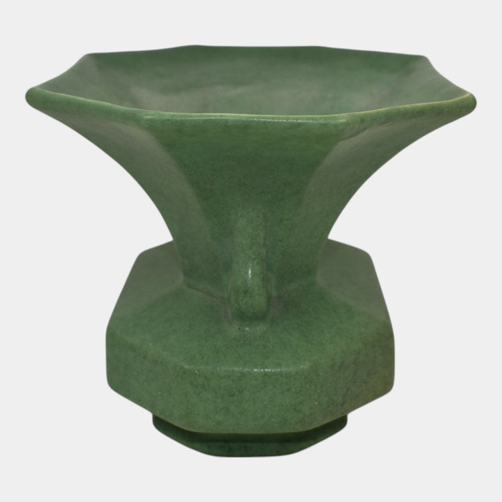 Red Wing Rumrill 1933 Vintage Art Deco Mottled Green Ceramic Planter Vase 310