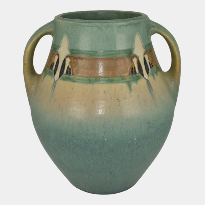 Roseville Montacello Green 1931 Vintage Arts And Crafts Pottery Vase 564-9