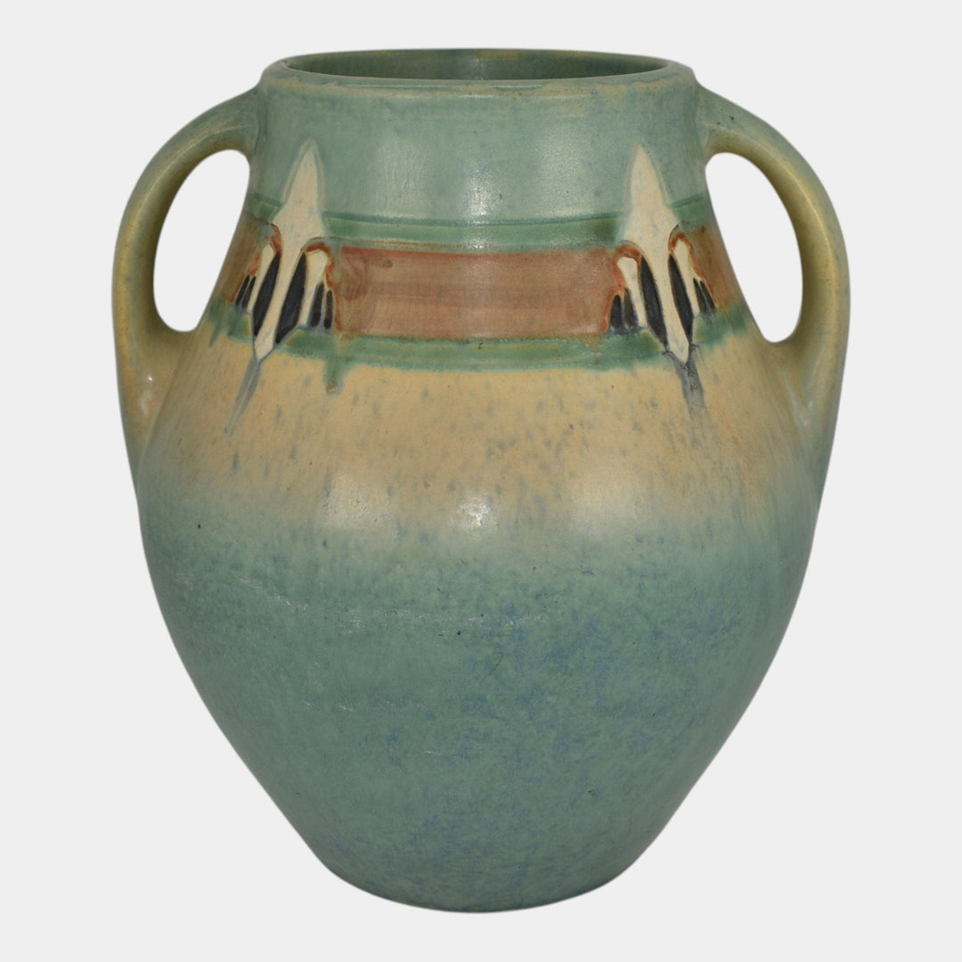 Roseville Montacello Green 1931 Vintage Arts And Crafts Pottery Vase 564-9