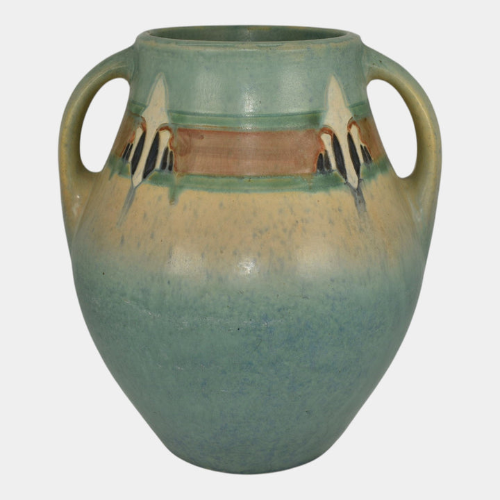 Roseville Montacello Green 1931 Vintage Arts And Crafts Pottery Vase 564-9