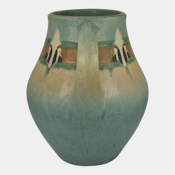 Roseville Montacello Green 1931 Vintage Arts And Crafts Pottery Vase 564-9