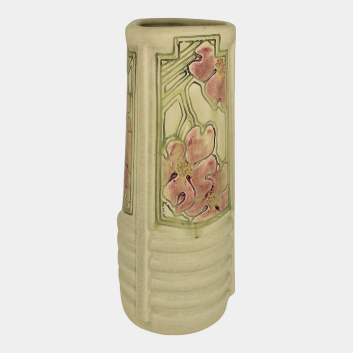 Weller Roma Atlantic 1910-20s Vintage Art Pottery Three Sided Ivory Ceramic Vase - Just Art Pottery