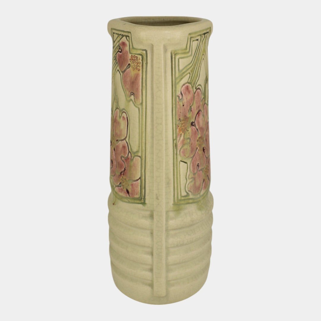 Weller Roma Atlantic 1910-20s Vintage Art Pottery Three Sided Ivory Ceramic Vase - Just Art Pottery