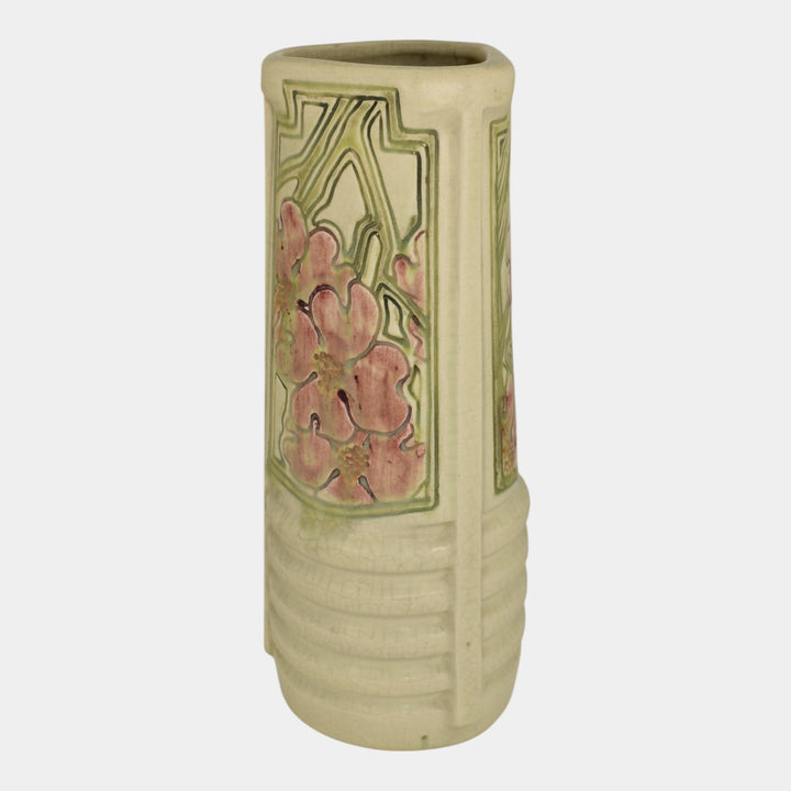 Weller Roma Atlantic 1910-20s Vintage Art Pottery Three Sided Ivory Ceramic Vase - Just Art Pottery