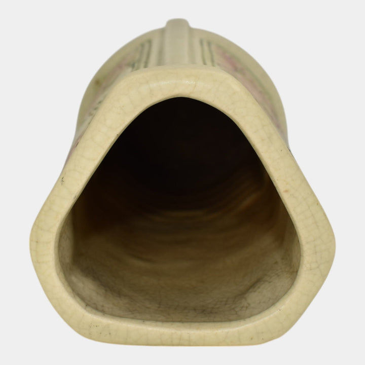 Weller Roma Atlantic 1910-20s Vintage Art Pottery Three Sided Ivory Ceramic Vase - Just Art Pottery