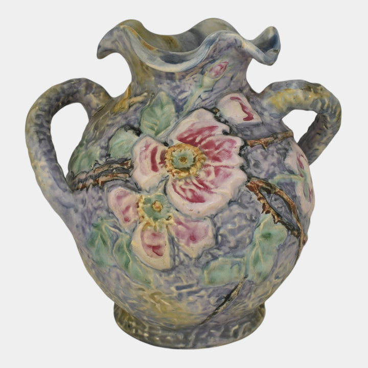 Weller Silvertone 1920s Vintage Art Pottery Pastel Ceramic Ruffled Rim Vase