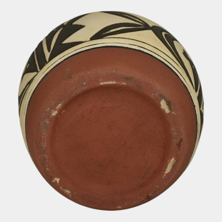 Weller Souevo 1910s Vintage Art Pottery Hand Carved Native American Design Vase - Just Art Pottery