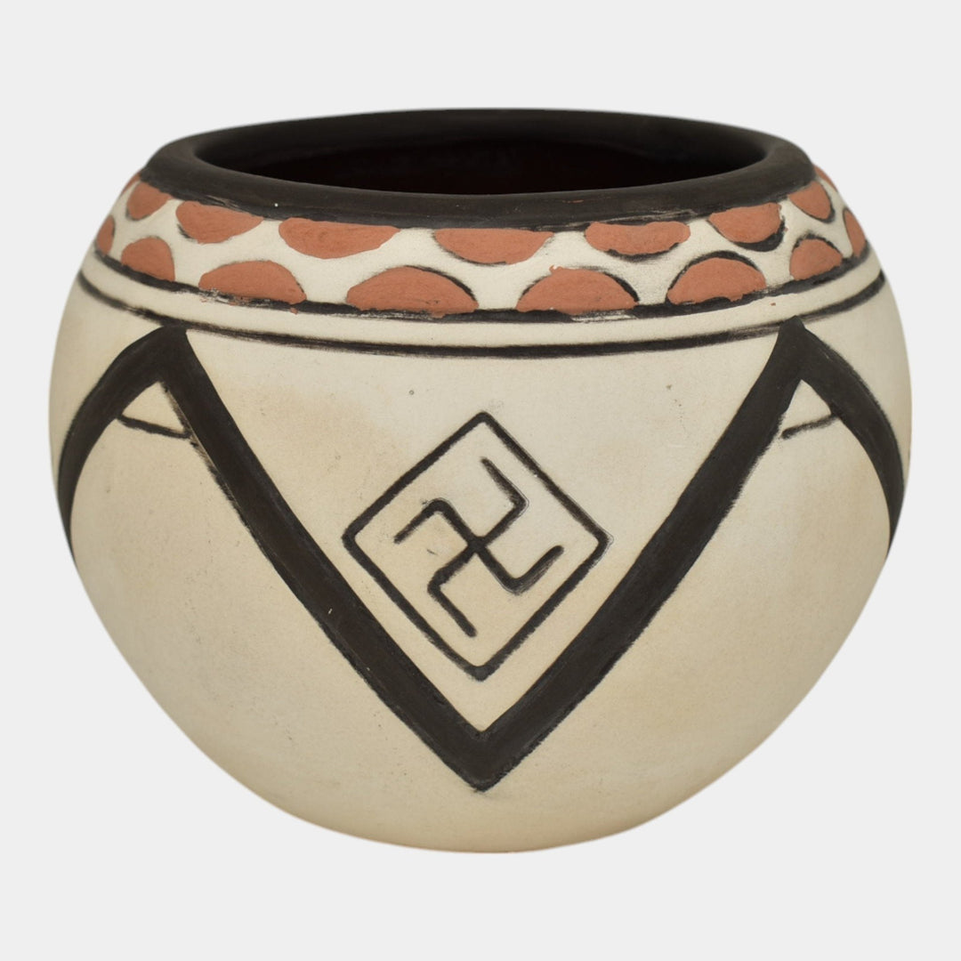 Weller Souevo 1910s Vintage Art Pottery Hand Carved Native American Design Vase