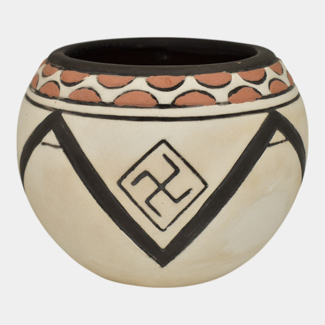 Weller Souevo 1910s Vintage Art Pottery Hand Carved Native American Design Vase