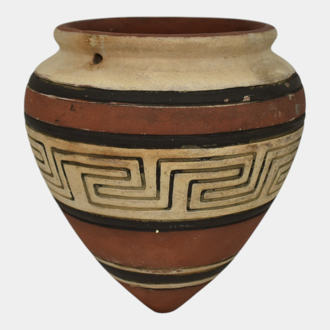 Weller Souevo 1910s Vintage Art Pottery Native American Design Hanging Basket - Just Art Pottery