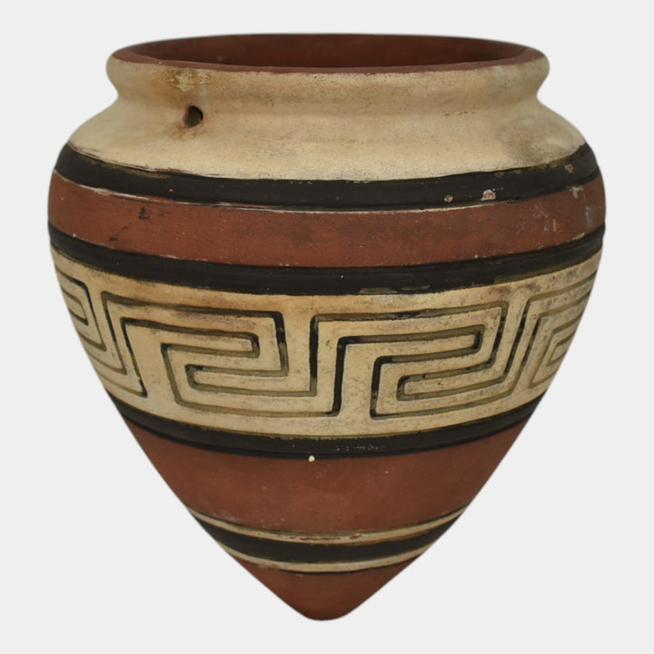 Weller Souevo 1910s Vintage Art Pottery Native American Design Hanging Basket - Just Art Pottery