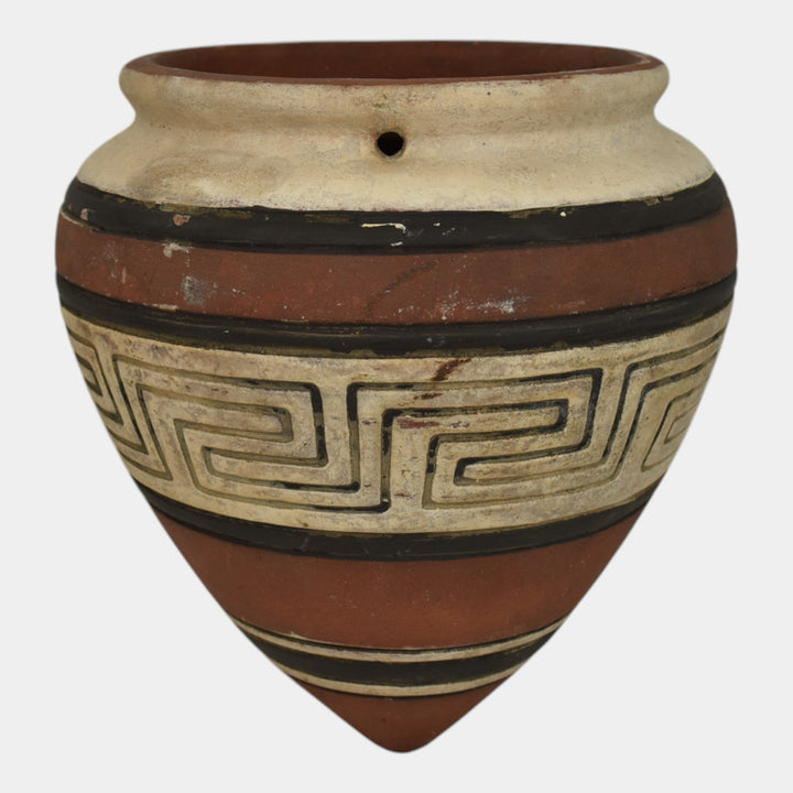 Weller Souevo 1910s Vintage Art Pottery Native American Design Hanging Basket - Just Art Pottery