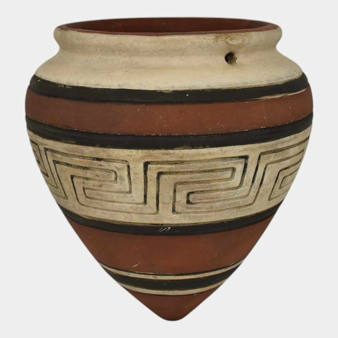Weller Souevo 1910s Vintage Art Pottery Native American Design Hanging Basket - Just Art Pottery