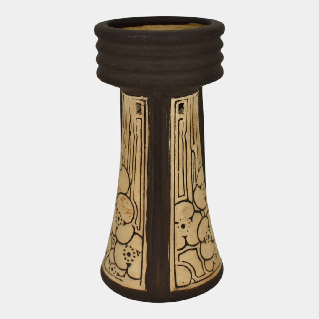 Weller Claywood 1910 Vintage Art Pottery Reticulated Ceramic Vase - Just Art Pottery