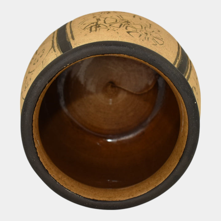 Weller Claywood 1910s Vintage Art Pottery Tan Floral Ceramic Jardiniere Planter - Just Art Pottery