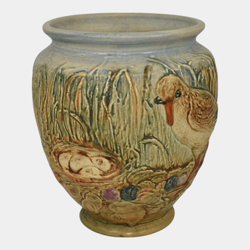 Weller Glendale 1920s Vintage Art Pottery Bird With A Nest