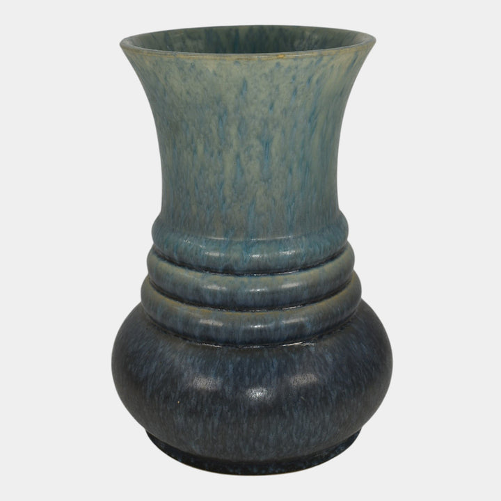 Roseville Futura Blue 1933 Vintage Art Deco Pottery Elephant Leg Vase 435-10 - Just Art Pottery