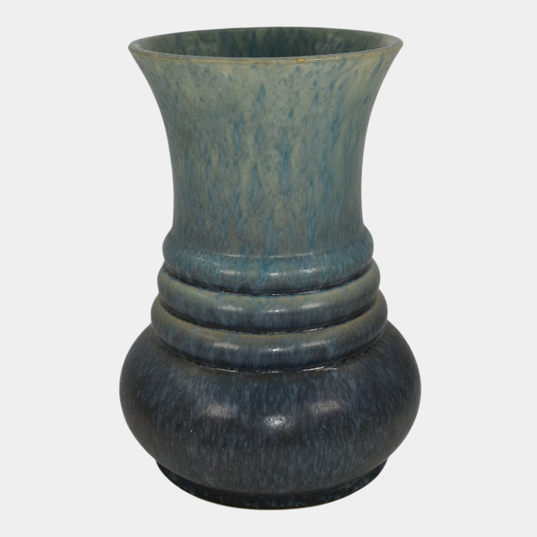 Roseville Futura Blue 1933 Vintage Art Deco Pottery Elephant Leg Vase 435-10 - Just Art Pottery