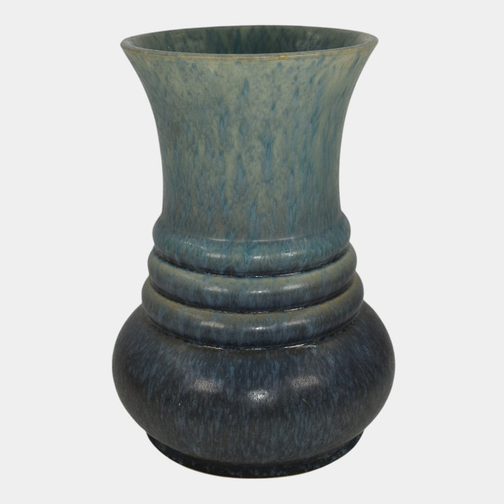 Roseville Futura Blue 1933 Vintage Art Deco Pottery Elephant Leg Vase 435-10 - Just Art Pottery