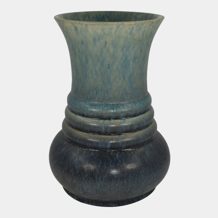 Roseville Futura Blue 1933 Vintage Art Deco Pottery Elephant Leg Vase 435-10 - Just Art Pottery
