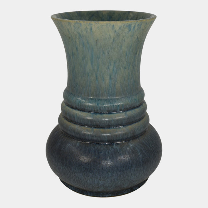 Roseville Futura Blue 1933 Vintage Art Deco Pottery Elephant Leg Vase 435-10 - Just Art Pottery