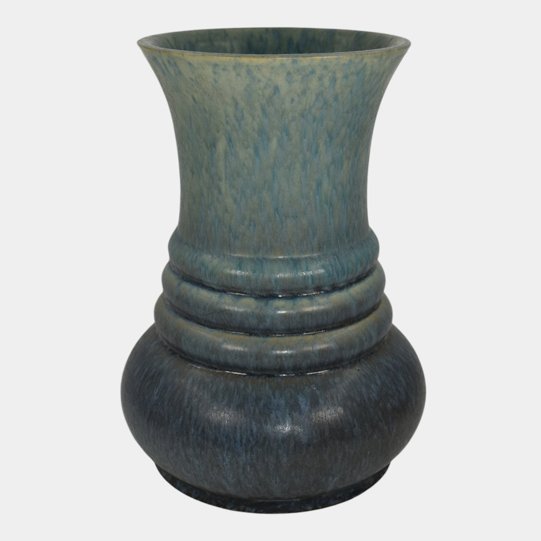Roseville Futura Blue 1933 Vintage Art Deco Pottery Elephant Leg Vase 435-10 - Just Art Pottery