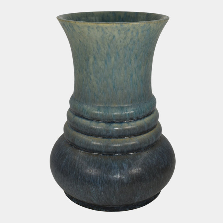 Roseville Futura Blue 1933 Vintage Art Deco Pottery Elephant Leg Vase 435-10 - Just Art Pottery