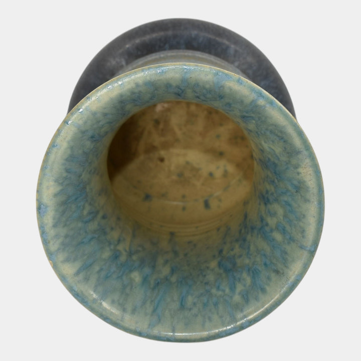 Roseville Futura Blue 1933 Vintage Art Deco Pottery Elephant Leg Vase 435-10 - Just Art Pottery