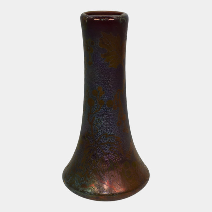 Weller Sicard 1902-07 Art Nouveau Pottery Iridescent Luster Berries Leaves Vase